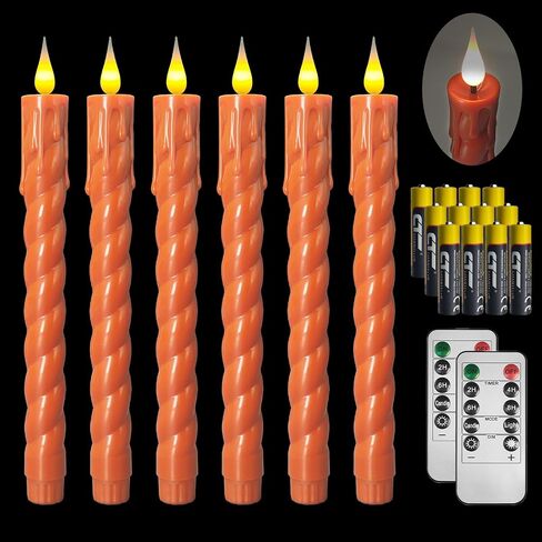 Flameless Taper Candles with Remote,Timer, Dimmer,9.7 Inch Ivory 6 Pack LED Candlesticks,Realistic Wax Drip,Taper Candles Battery Operated Flickering for Christmas Wedding Halloween Home Decor in Kuwait