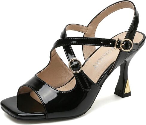 MGGMOKAY Women's Heeled Sandals Square Toe Adjustable Straps Non-Slip Outsole Summer Dress Shoes for Party Office in Saudi Arabia