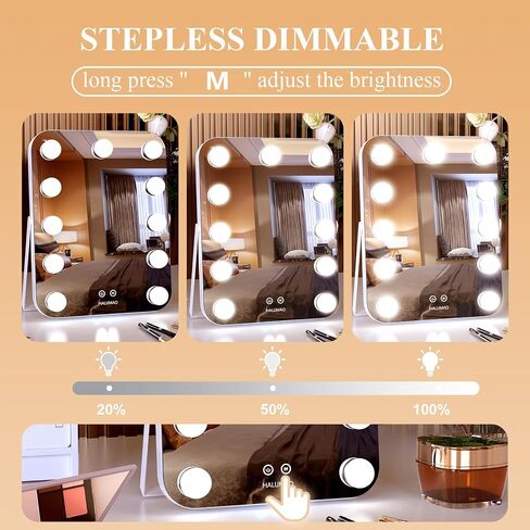 halumao 14.6" Vanity/Makeup Mirror with Lights, Hollywood Mirror with 11 Dimmable LED Bulbs,3 Color Modes,Touch Control in Saudi Arabia
