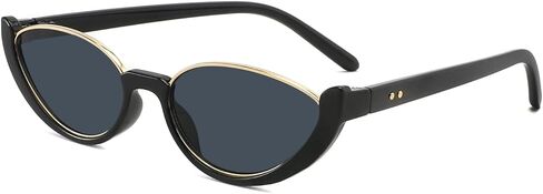 Hattie Small Cat Eye Sunglasses Half-frame Glasses For Driving Outdoor Fashion Wear Womens Gifts Narrow Shades Black in Saudi Arabia