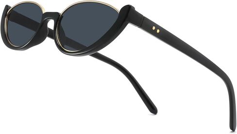 Hattie Small Cat Eye Sunglasses Half-frame Glasses For Driving Outdoor Fashion Wear Womens Gifts Narrow Shades Black in Saudi Arabia