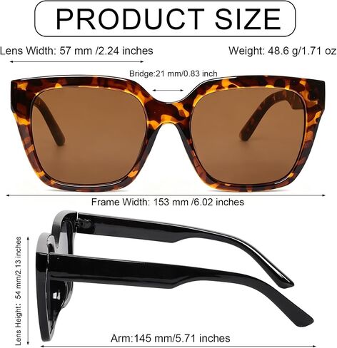 2Pcs Oversized Sunglasses for Women Vintage Big Large Square Wide Frame Shades Retro Sun Glasses Trendy UV Protection in Saudi Arabia