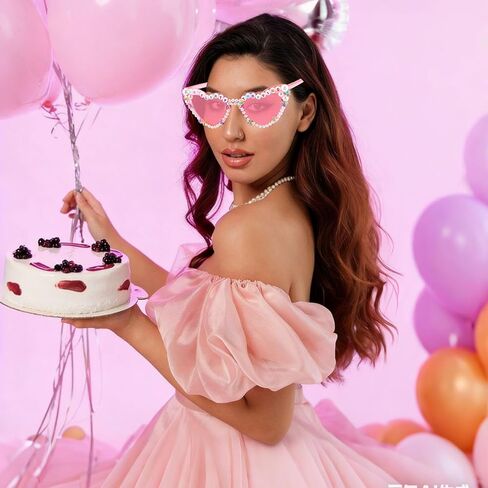 KICOSY 30th Birthday Sunglasses for Women, 30 Flirty and Thriving Heart Sunglasses, 30th Birthday Glasses, Pink Heart Shaped Sunglasses for 30th Birthday Party Decorations, Photo Booth Props in Saudi Arabia