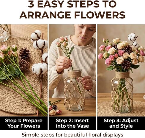 500ml Clear Glass Vase with Rope Wrapping Vintage Apothecary Jar Bud Vase for Home Decor Wedding Centerpiece Table Decorations Glass Flower Bottle (Not Include Flowers) in Kuwait