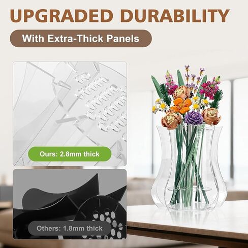 Vase for Lego Flowers Bouquet, for Mom, Acrylic Display Holder Compatible with Lego Botanical Collections Roses Sunflowers, for Lego Flower Building Set Lovers, Crystal Clear in Saudi Arabia