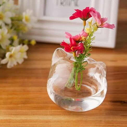 2.75 Inch Cat Ear Glass Vase 3D Contoured Design Desktop Flower Container Nordic Home Wedding Decor in Saudi Arabia