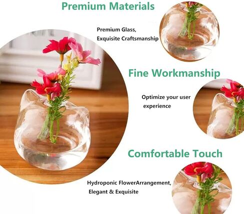 2.75 Inch Cat Ear Glass Vase 3D Contoured Design Desktop Flower Container Nordic Home Wedding Decor in Saudi Arabia