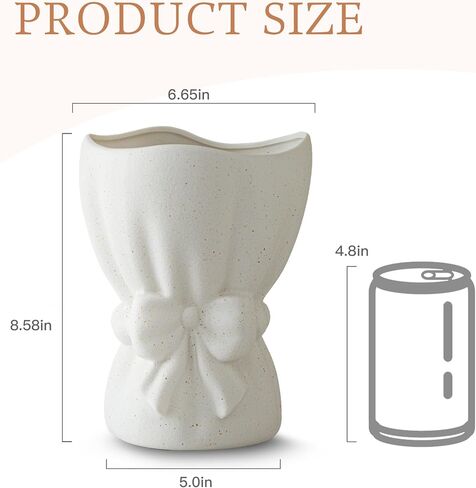 Lvases Bow Knot Ceramic Flower Vase, Textured Frosted Speckled White Minimalist Vases for Home Decor Bedroom Living Room Table Centerpiece in Saudi Arabia