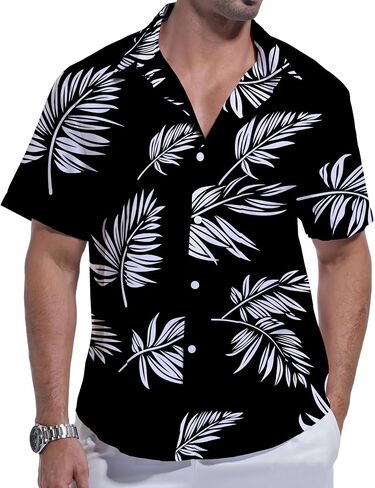 Hawaiian Shirt for Men Short Sleeve Tropical Floral Beach Shirts Casual Vacation Button Down Shirt for Summer in Kuwait