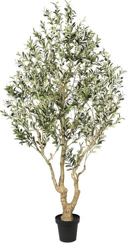 FEELEAD Faux Olive Tree 8ft, Tall Olive Trees Artificial Indoor with Natural Looking Trunk and Lifelike Fruits, Large Fake Olive Tree for Modern Home Office Decor in Saudi Arabia