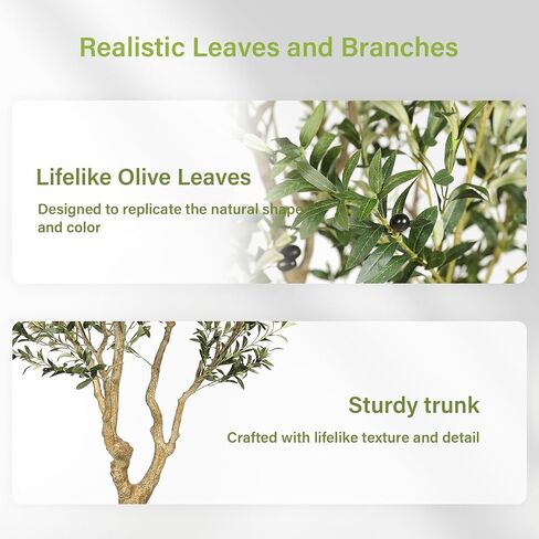 FEELEAD Faux Olive Tree 8ft, Tall Olive Trees Artificial Indoor with Natural Looking Trunk and Lifelike Fruits, Large Fake Olive Tree for Modern Home Office Decor in Saudi Arabia