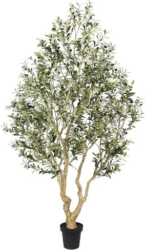 FEELEAD Faux Olive Tree 8ft, Tall Olive Trees Artificial Indoor with Natural Looking Trunk and Lifelike Fruits, Large Fake Olive Tree for Modern Home Office Decor in Saudi Arabia