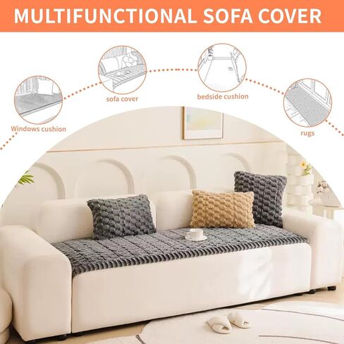 Couch Cover for Dogs Washable Non-Slip Fuzzy Dog Sofa Covers Pet Couch Covers for Sofa Couch Cushion Covers Sofa Slipcovers Couch Cover Protector Pets Mat Dog Bed Mats (Dark Gray, 27.6" x 70.9") in Saudi Arabia