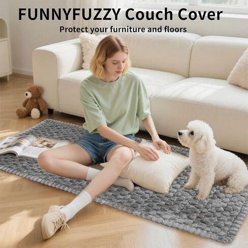Couch Cover for Dogs Washable Non-Slip Fuzzy Dog Sofa Covers Pet Couch Covers for Sofa Couch Cushion Covers Sofa Slipcovers Couch Cover Protector Pets Mat Dog Bed Mats (Dark Gray, 27.6" x 70.9") in Saudi Arabia