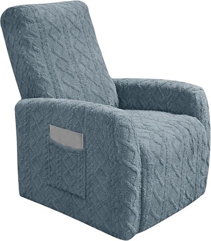 4 Pieces Small Recliner Chair Covers, Geometric Jacquard Plush Recliner Slipcovers, Couch Sofa Covers, Soft Fuzzy Fluffy Anti-Slip Furniture Protector for Cats Dogs Elastic Bottom (Beige,1 Seat) in Saudi Arabia