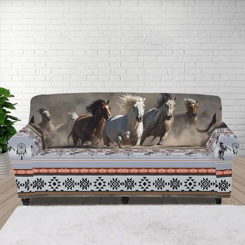 Aztec Horse Couch Covers for 3 Cushion Couch Washable Sofa Slipcovers Dragonfly Sofa Covers Washable Aesthetic Slipcovers with Elastic and Non Skid Foam in Saudi Arabia