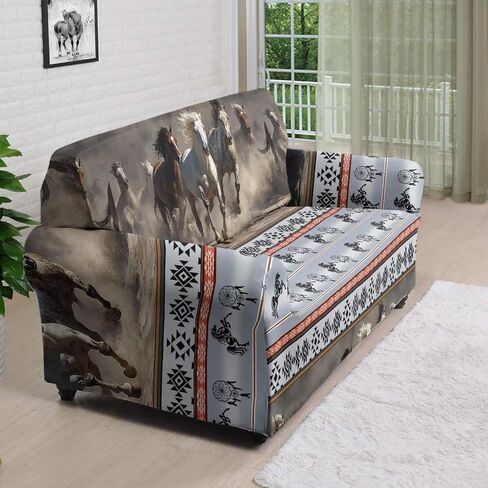 Aztec Horse Couch Covers for 3 Cushion Couch Washable Sofa Slipcovers Dragonfly Sofa Covers Washable Aesthetic Slipcovers with Elastic and Non Skid Foam in Saudi Arabia