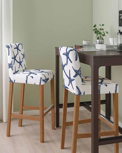 Navy Blue Starfish Coastal Bar Stool Covers - Stretch Dining Chair Covers Set of 4, Nautical Summer Beach Sea Bar Chair Cover Removable Counter Stool Pub Chairs Slipcovers Protectors in Saudi Arabia