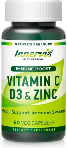 Immune Boost Complex – Vitamin C 900mg, D3 2,500 IU & Zinc 25mg for Immune System Support, 60 Veggie Caps | Innervis Nutrition in Saudi Arabia