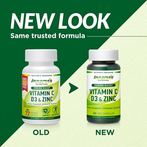 Immune Boost Complex – Vitamin C 900mg, D3 2,500 IU & Zinc 25mg for Immune System Support, 60 Veggie Caps | Innervis Nutrition in Saudi Arabia