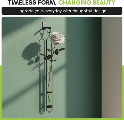 COURONNE CO. Florence Hanging Pendant Tube Vase with Wall Hook, Clear Glass Flower Holder, Wall Plant Hanger for House Decor, 16'' H, Pack of 2 in Saudi Arabia