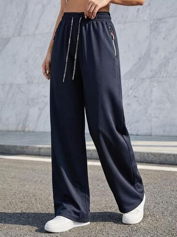 Women's Wide Leg Pants Casual Loose Fit Drawstring Elastic Waist Soft Breathable Fabric in Kuwait