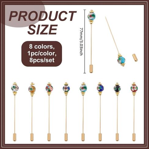 BENECREAT 8Pcs Hat Pin, Safety Pins Brooches Metal Brooch Pin Stick for Tie, Scarf, Western Cowboy Hats, Hair Accessories in Kuwait