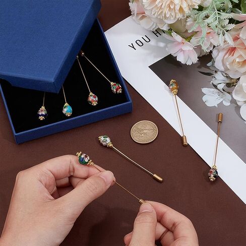 BENECREAT 8Pcs Hat Pin, Safety Pins Brooches Metal Brooch Pin Stick for Tie, Scarf, Western Cowboy Hats, Hair Accessories in Kuwait