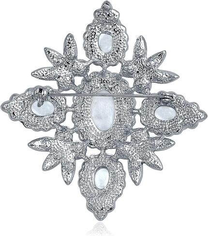 Bling Jewelry Bridal Vintage Style Large Statement Fashion Crystal Leaf Flower White Simulated Pearl Wedding Brooch Pin For Women Silver Gold Tone Rhodium Plated Brass in Kuwait