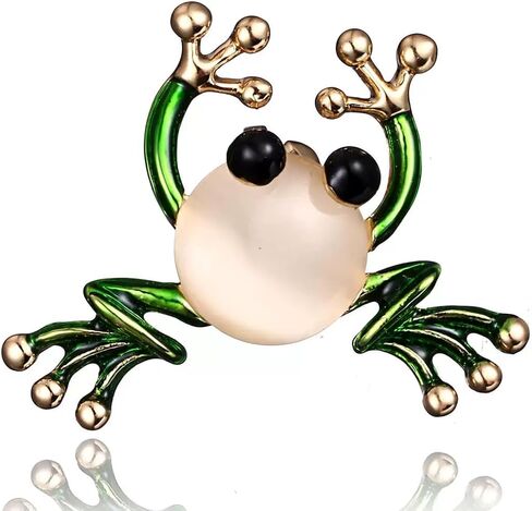 Rhinestone Frog Brooch Pin for Women Girls Cute Vivid Green Inlaid Insect Animal Pin Full Glasses Shirt Collar Badge Decor, Clothing, Shoes and Jewelry in Saudi Arabia