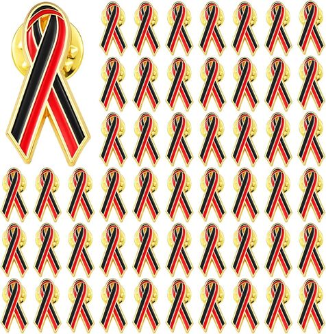 60 Pcs Red Black Ribbon Pins Nurse Week Gifts Violence Against Lapel Enamel Pin Red Black Awareness Brooches or Nurse Day Clothing Bag Hat Publicity Reminder in Saudi Arabia