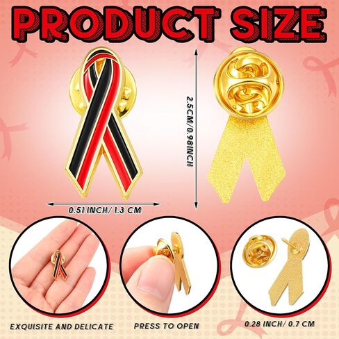 60 Pcs Red Black Ribbon Pins Nurse Week Gifts Violence Against Lapel Enamel Pin Red Black Awareness Brooches or Nurse Day Clothing Bag Hat Publicity Reminder in Saudi Arabia