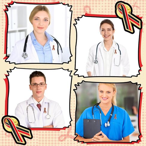 60 Pcs Red Black Ribbon Pins Nurse Week Gifts Violence Against Lapel Enamel Pin Red Black Awareness Brooches or Nurse Day Clothing Bag Hat Publicity Reminder in Saudi Arabia