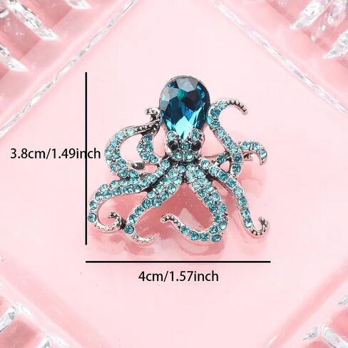 1pc Sparkling Octopus Shape Brooch With Rhinestone Decor, Fashionable Clothing Accessory for Daily Wear, Cute Sea Animal Accesseries Gift in Kuwait
