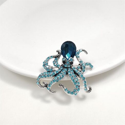 1pc Sparkling Octopus Shape Brooch With Rhinestone Decor, Fashionable Clothing Accessory for Daily Wear, Cute Sea Animal Accesseries Gift in Kuwait