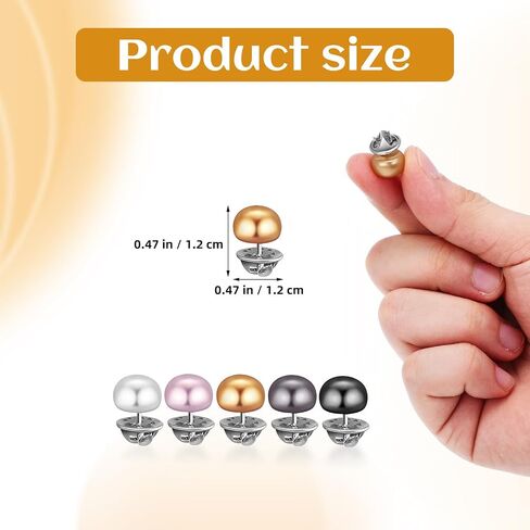 PATKAW 25PCS Pearl Buttons for Clothes, No Sew Brooch Pins Decorative Metal Safety Button Pin Removable Clips Secure Fasteners for Women Shirt Blouse Dress Sweater Wedding DIY Crafting Accessories in Kuwait