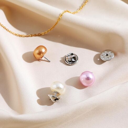 PATKAW 25PCS Pearl Buttons for Clothes, No Sew Brooch Pins Decorative Metal Safety Button Pin Removable Clips Secure Fasteners for Women Shirt Blouse Dress Sweater Wedding DIY Crafting Accessories in Kuwait