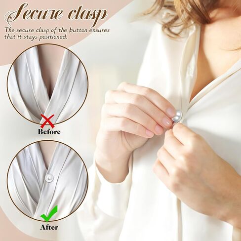 PATKAW 25PCS Pearl Buttons for Clothes, No Sew Brooch Pins Decorative Metal Safety Button Pin Removable Clips Secure Fasteners for Women Shirt Blouse Dress Sweater Wedding DIY Crafting Accessories in Kuwait