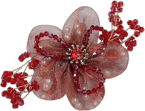 Vintage Crystal Flower Brooch Pin for Women Ladies Dainty Mesh Fabric Daisy Cherry Floral Brooches Hair Clip Pins Elegant Wedding Corsage Costume Dress Accessories Jewelry Gifts in Kuwait