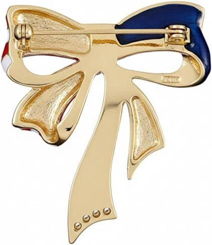 Luxury American Flag Bow Brooch Pin for Women - White House Style Rhinestone Independence Day Collar Lapel Jewelry Alloy Patriotic Ribbon Accessory Gift in Kuwait