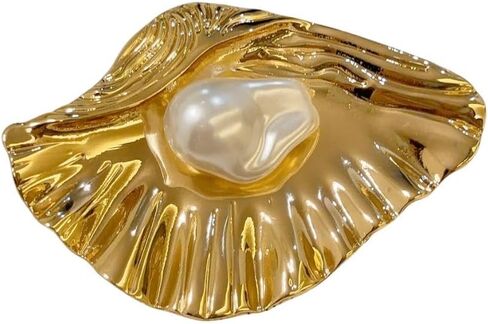Baroque Pearl Shell Brooch Pin for Women Men Sea Seashell Imitation Pearls Lapel Shawl Pins Fashion Clip for Dress Suit Coat Bag Clothes Accessories Brooches Dainty Jewelry Summer Beach for Mom Mother in Kuwait
