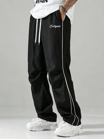 Men's Baggy Sweatpants Parachute Pants Wide Leg Vintage Track Pants Casual Streetwear in Kuwait