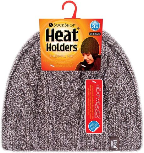 HEAT HOLDERS - Women's Thermal Fleece Cable Knit Winter Hat 3.4 Tog - One Size (Fawn) in Saudi Arabia
