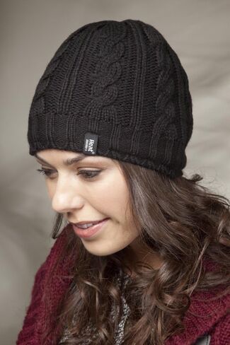 HEAT HOLDERS - Women's Thermal Fleece Cable Knit Winter Hat 3.4 Tog - One Size (Fawn) in Saudi Arabia