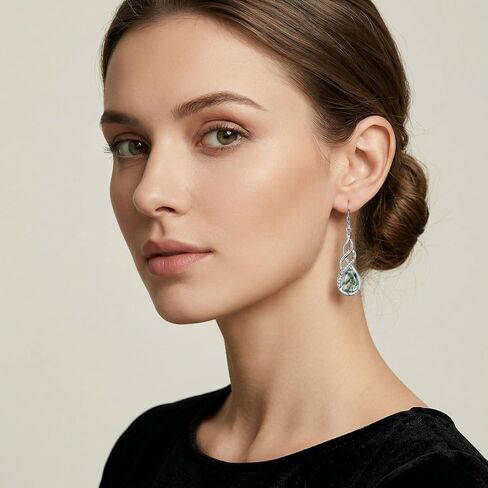 Moss Agate Teardrop Earrings Infinity Twist Dangle for Women Boho Jewelry Birthday Anniversary in Saudi Arabia