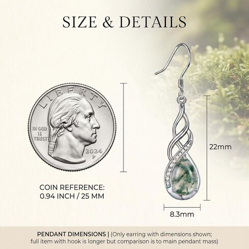 Moss Agate Teardrop Earrings Infinity Twist Dangle for Women Boho Jewelry Birthday Anniversary in Saudi Arabia