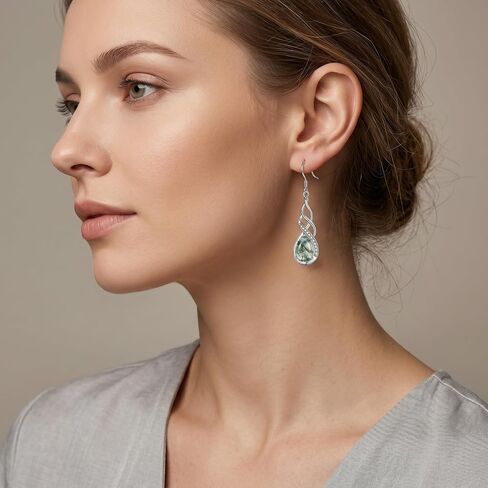 Moss Agate Teardrop Earrings Infinity Twist Dangle for Women Boho Jewelry Birthday Anniversary in Saudi Arabia