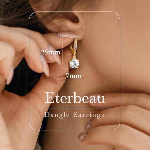 Gold Dangle Earrings for Women 14K Gold Earrings for Women Drop Earring for Womens Classic and Refined Look with a Large Cubic Zirconia Leverback Earring for Womens 25mm in Saudi Arabia