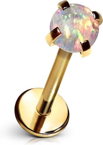 Cords Club 3mm Aurora Color-Shift Flat Back Stud – ASTM-F136 Implant Grade Titanium - Push Pin Design for Sensitive Ears – Available in 18K PVD Gold Plated & Titanium Silver (Single Earring) in Saudi Arabia