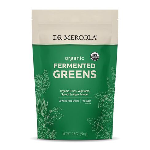 Dr. Mercola Organic Fermented Greens Powder - Supports Digestive & Cellular Health - Certified Organic, Non-GMO & Soy-Free - 9.5 oz (90 Servings) in Kuwait